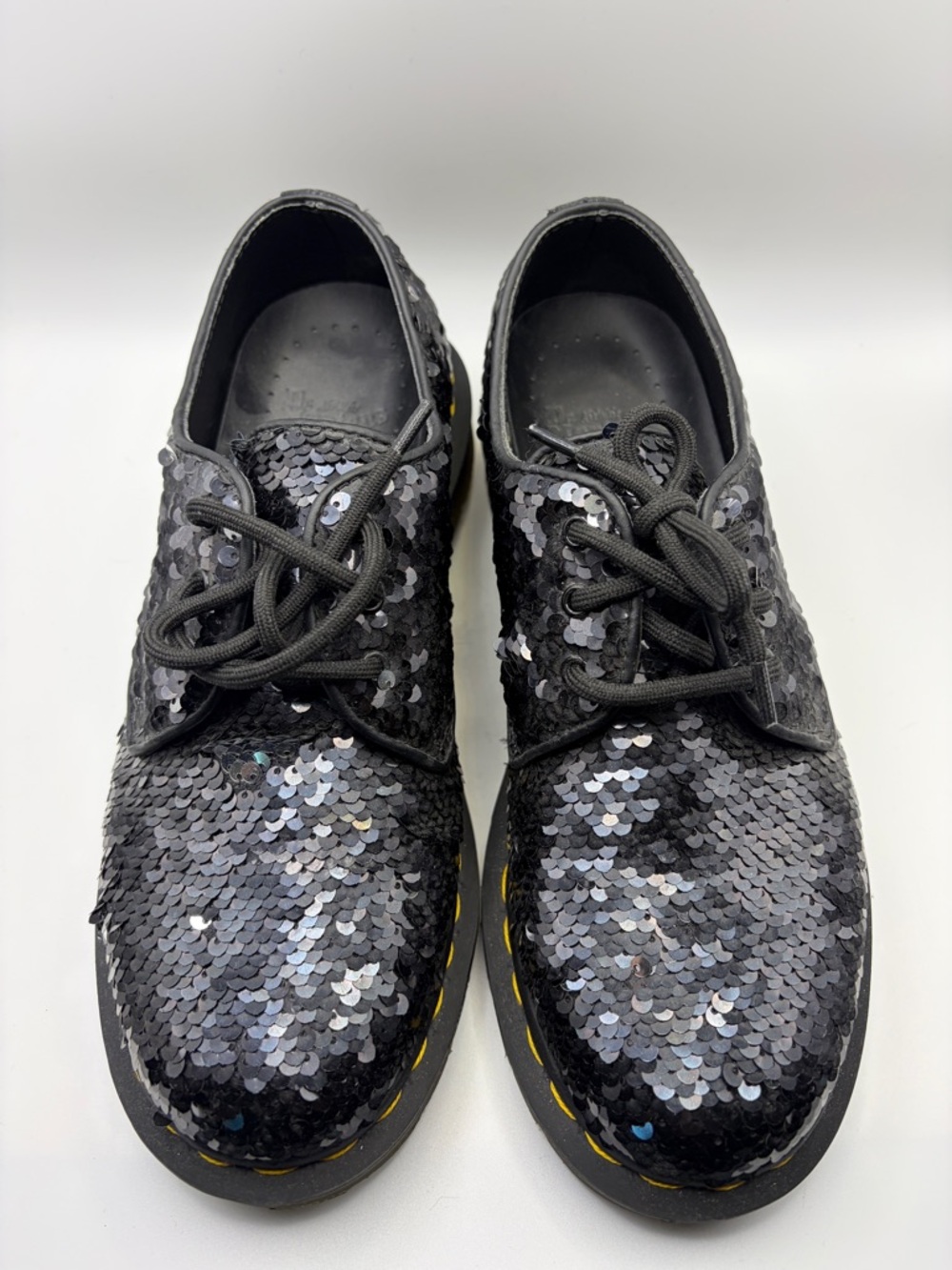 Dr. Martens Black Sequined Lace-Up Platform Shoe